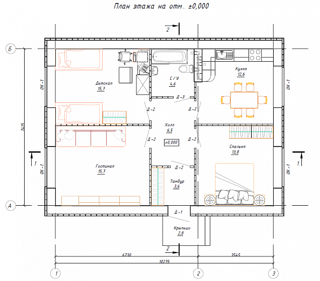Дом 75,3 кв. м в Костроме (ПБ6)